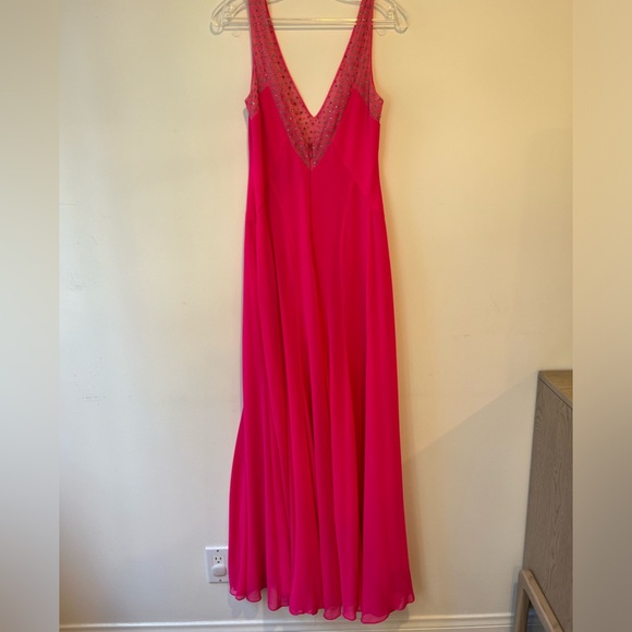 BCBGMAXAZRIA Pink V-Neck Gown Size 4 - Picture 4 of 6